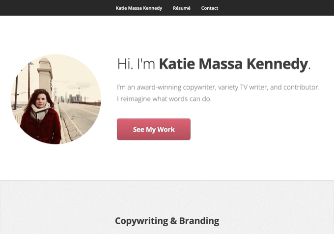 Katie Massa Kennedy website screenshot