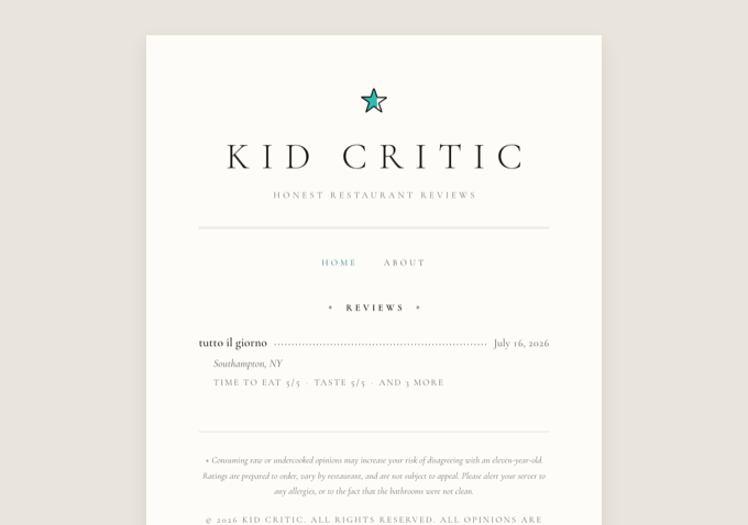 Kid Critic website screenshot
