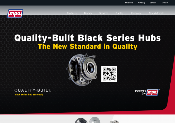 Motorcar Parts of America website screenshot