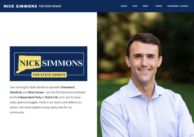 Nick Simmons website screenshot